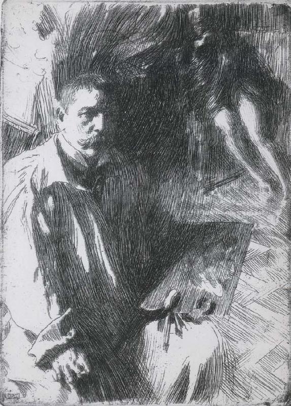 Anders Zorn Self Portrait with Model II. oil painting image
